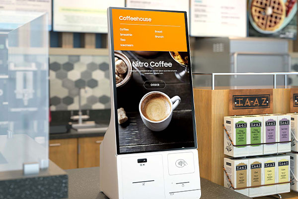 Samsung POS Kiosk with Chief mount on QSR countertop